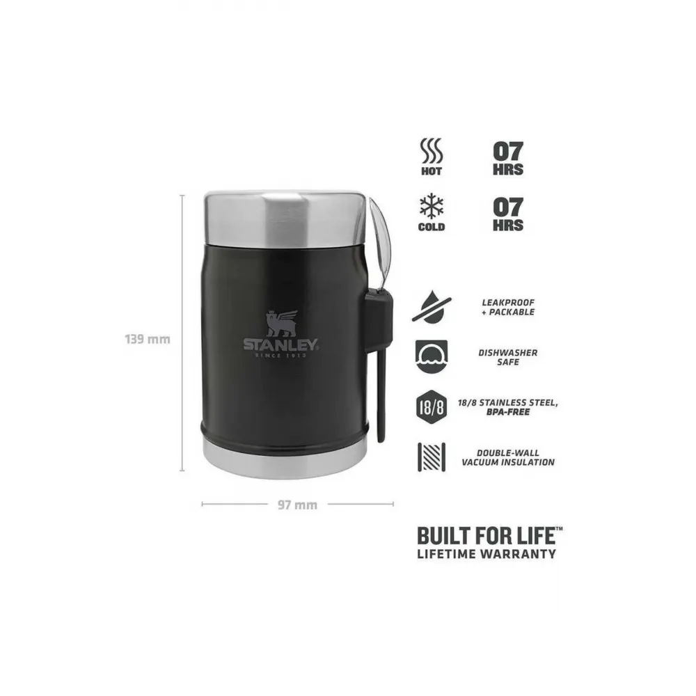Stanley Klasik 0.40 lt Siyah Çelik Yemek Termosu