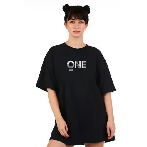 Unisex Baskılı Oversize T-Shirt - Siyah Unisex Baskılı Oversize T-Shirt - Siyah