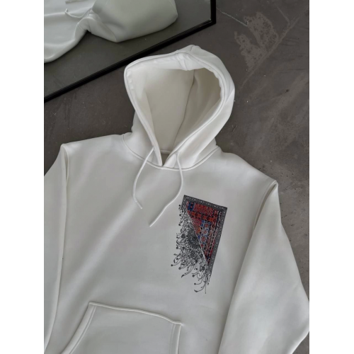Uzun Kol Kapşonlu Ön Ve Arka Baskılı SweatShirt - Beyaz Uzun Kol Kapşonlu Ön Ve Arka Baskılı SweatShirt - Beyaz