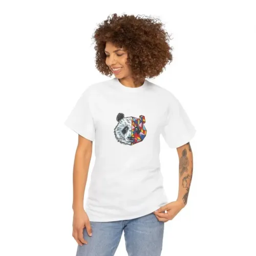 Unisex Bisiklet Yaka Baskılı T-Shirt - Beyaz Unisex Bisiklet Yaka Baskılı T-Shirt - Beyaz