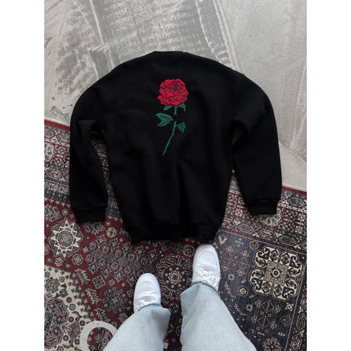 Oversize Üç İplik Bisiklet Yaka Baskılı SweatShirt - Siyah Oversize Üç İplik Bisiklet Yaka Baskılı SweatShirt - Siyah