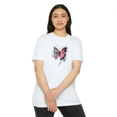 Unisex Bisiklet Yaka Baskılı T-Shirt - Beyaz Unisex Bisiklet Yaka Baskılı T-Shirt - Beyaz