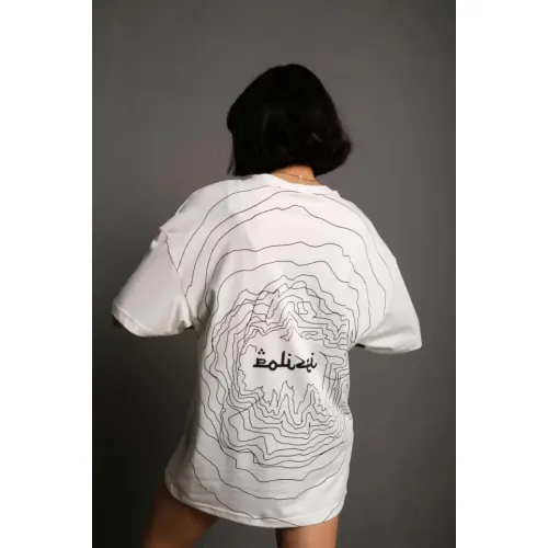 Bisiklet Yakalı Sırt Baskılı Oversize T-Shirt - Beyaz Bisiklet Yakalı Sırt Baskılı Oversize T-Shirt - Beyaz