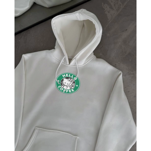 Üç İplik Penye Uzun Kol Kapşonlu SweatShirt - Beyaz Üç İplik Penye Uzun Kol Kapşonlu SweatShirt - Beyaz