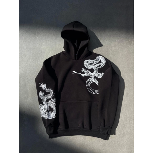 Uzun Kol Kapşonlu Baskılı SweatShirt - Siyah Uzun Kol Kapşonlu Baskılı SweatShirt - Siyah