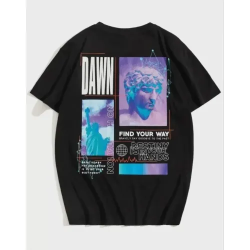 Unisex Baskılı Oversize T-Shirt - Siyah Unisex Baskılı Oversize T-Shirt - Siyah