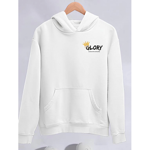 Kışlık Üç İplik Kapşonlu SweatShirt - Beyaz