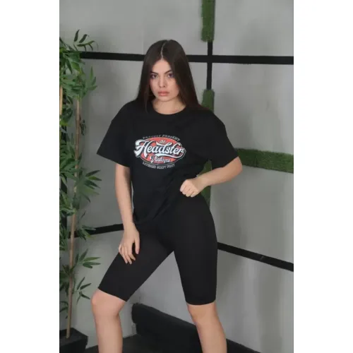 Unisex Baskılı Oversize T-Shirt - Siyah Unisex Baskılı Oversize T-Shirt - Siyah