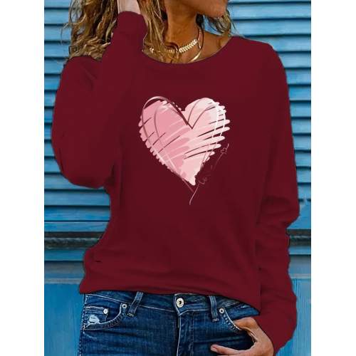 Kadın Uzun Kollu Bisiklet Yaka Kalp Desenli Viskon Bluz Kadın Uzun Kollu Bisiklet Yaka Kalp Desenli Viskon Bluz