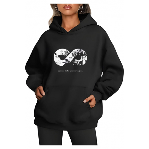 Üç İplik Kapşonlu 10 Kasıma Özel SweatShirt - Siyah Üç İplik Kapşonlu 10 Kasıma Özel SweatShirt - Siyah