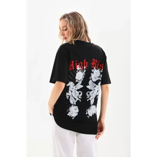 Unisex Baskılı Oversize T-Shirt - Siyah Unisex Baskılı Oversize T-Shirt - Siyah
