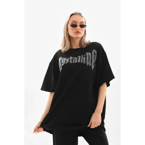 Unisex Taş Desenli Oversize T-Shirt - Beyaz Unisex Taş Desenli Oversize T-Shirt - Beyaz
