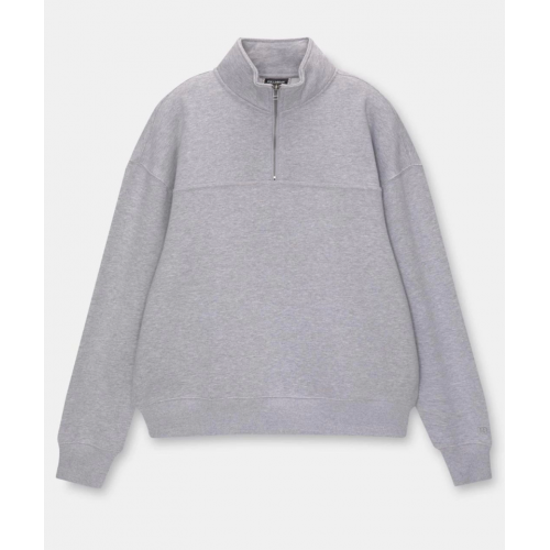 Oversize Yarım Farmuarlı Yakalı Basic SweatShirt - Gri Oversize Yarım Farmuarlı Yakalı Basic SweatShirt - Gri