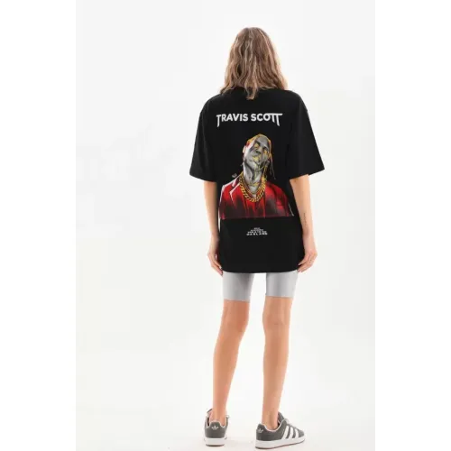Unisex Baskılı Oversize T-Shirt - Siyah Unisex Baskılı Oversize T-Shirt - Siyah