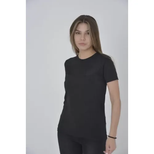 Gögüs Fileli Slim Fit T-shirt - Siyah Gögüs Fileli Slim Fit T-shirt - Siyah