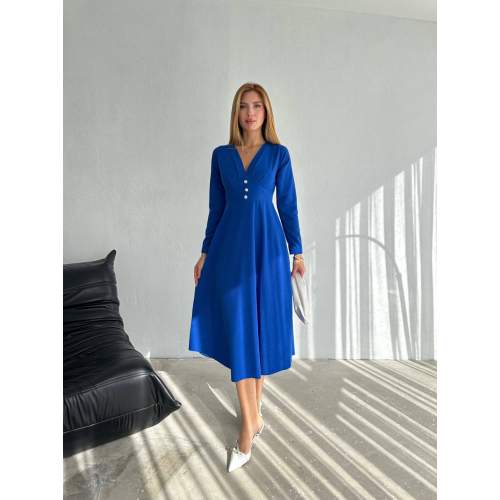 Kadın Krep Kumaş Düğme Detaylı V Yaka Uzun Kollu Midi Boy Elbise Kadın Krep Kumaş Düğme Detaylı V Yaka Uzun Kollu Midi Boy Elbise