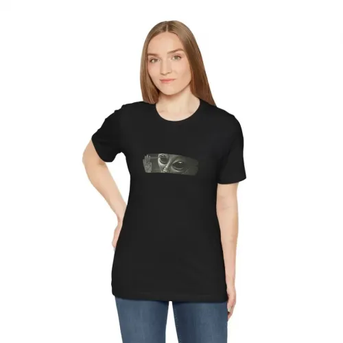 Unisex Bisiklet Yaka Baskılı T-Shirt - Siyah Unisex Bisiklet Yaka Baskılı T-Shirt - Siyah