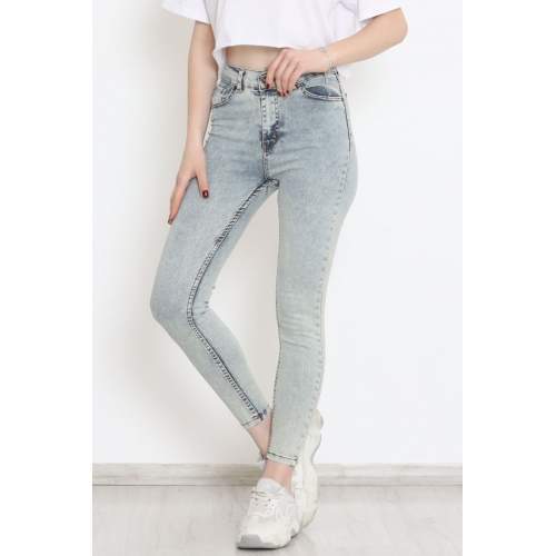 Kadın Cep Detay Kar Yıkamalı Kot Pantolon