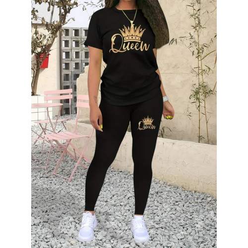 Kadın Kısa Kollu Queen Baskı Viskon Ikili Takım Kadın Kısa Kollu Queen Baskı Viskon Ikili Takım