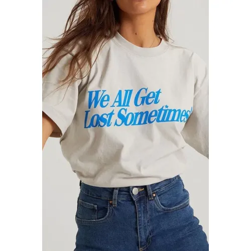 Unisex Baskılı Oversize T-Shirt - Beyaz Unisex Baskılı Oversize T-Shirt - Beyaz