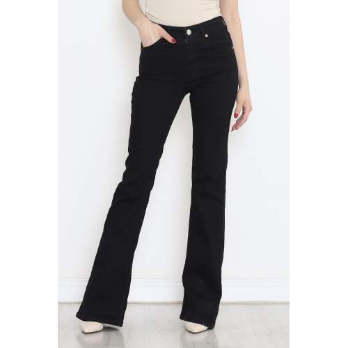 İspanyol Paça Kot Pantolon Siyah İspanyol Paça Kot Pantolon Siyah