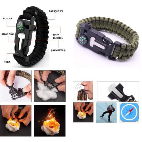 Survival Bileklik - SOS Multi Fonksiyonlu Hayatta Kalma Bilekliği Survival Bileklik - SOS Multi Fonksiyonlu Hayatta Kalma Bilekliği