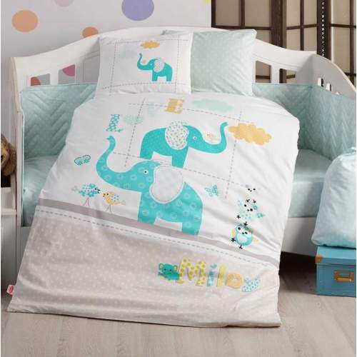 Pretty Turkuaz Poplin Bebek Nevresim Takımı Pretty Turkuaz Poplin Bebek Nevresim Takımı