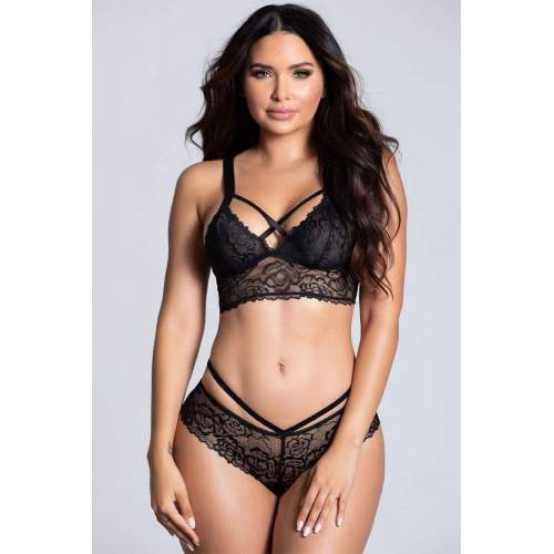 Dantelli İpli Bralet Sütyen Takım Siyah Dantelli İpli Bralet Sütyen Takım Siyah