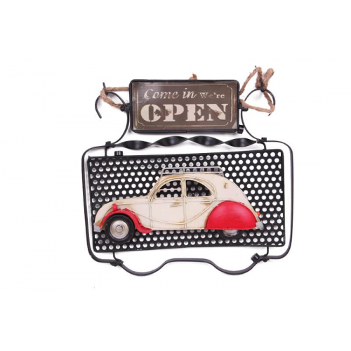 Vintage Tasarım Dekoratif Metal Kapı Yazısı Araba Dekorlu Vintage Tasarım Dekoratif Metal Kapı Yazısı Araba Dekorlu