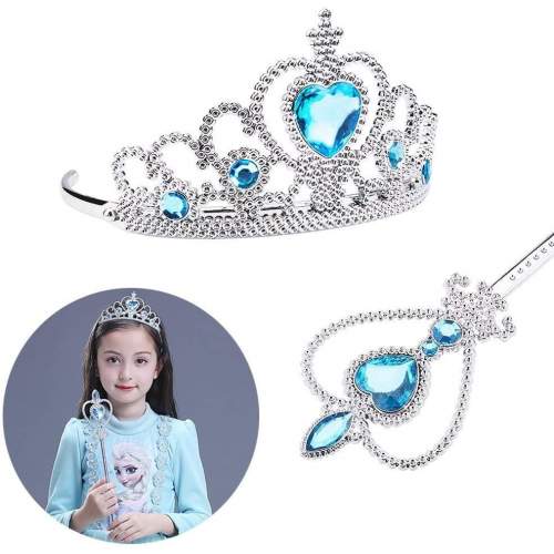 Karlar Ülkesi Elsa Mavi Kalpli Taç ve Mavi Asa Seti Çocuk Boy Karlar Ülkesi Elsa Mavi Kalpli Taç ve Mavi Asa Seti Çocuk Boy