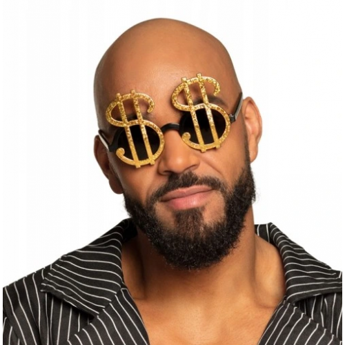 Dolar Temalı Altın Renk Parti Gözlüğü 12x7 cm Dolar Temalı Altın Renk Parti Gözlüğü 12x7 cm