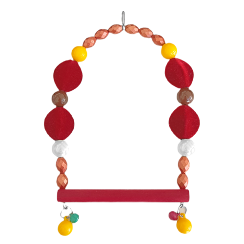 Tünekli Bordo Kadife Boncuklu Kuş Salıncağı 10-16 cm Tünekli Bordo Kadife Boncuklu Kuş Salıncağı 10-16 cm