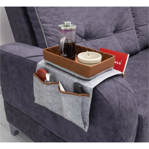 Çok Amaçlı Deri Şeritli Cepli Koltuk Kenarı Düzenleyici 03938