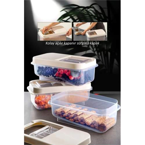 Sürgülü Kapaklı 5 LT Erzak Bakliyat Un Şeker Saklama Kabı Sürgülü Kapaklı 5 LT Erzak Bakliyat Un Şeker Saklama Kabı