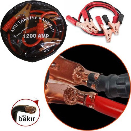 Akü Takviye Kablosu 1200 Amper (Taşıma Çantalı) Akü Takviye Kablosu 1200 Amper (Taşıma Çantalı)
