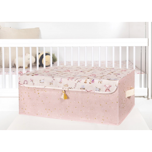 Baby Püsküllü Kapaklı Kutu Düzenleyici Çok Amaçlı Organizer Kutu Baza Boy (pembe) -04249