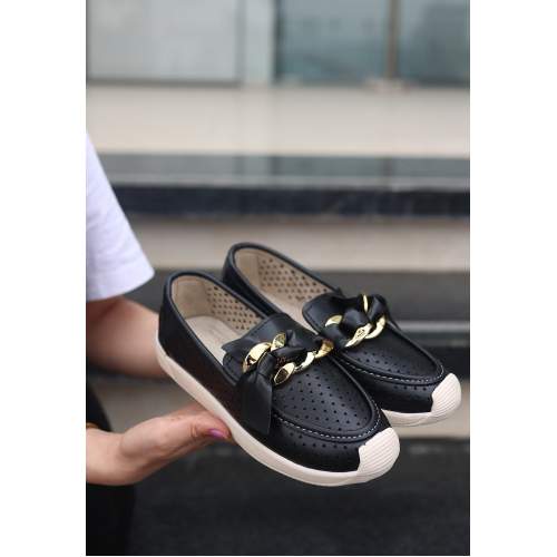 Siyah Cilt Babet Ayakkabı Siyah Cilt Babet Ayakkabı