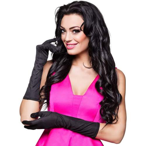 Siyah Renk Likralı Dirseğe Kadar Uzun Kumaş Eldiven 40 cm Siyah Renk Likralı Dirseğe Kadar Uzun Kumaş Eldiven 40 cm