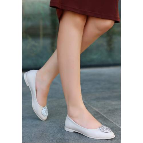 Bej Cilt  Babet Ayakkabı Bej Cilt  Babet Ayakkabı