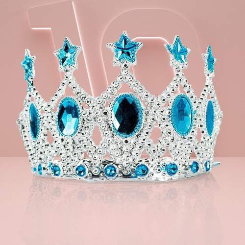 Çocuk Kraliçe Tacı - Mavi Yıldız İşlemeli Prenses Tacı 15x7 cm Çocuk Kraliçe Tacı - Mavi Yıldız İşlemeli Prenses Tacı 15x7 cm