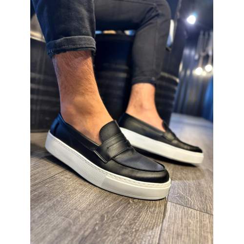 Günlük Klasik Ayakkabı  Siyah (Beyaz Taban) Günlük Klasik Ayakkabı  Siyah (Beyaz Taban)