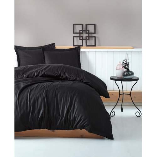 Çift Kişilik Saten Nevresim Takımı Elegante Stripe Siyah Çift Kişilik Saten Nevresim Takımı Elegante Stripe Siyah
