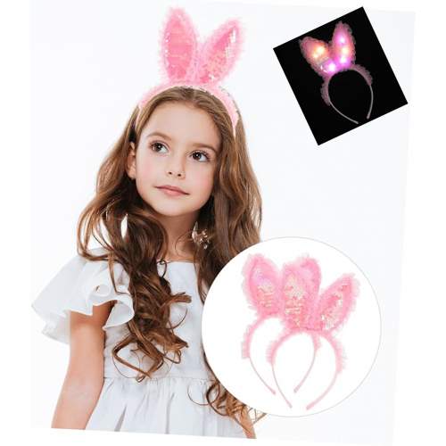 Kenarları Dantelli Pembe Pullu Payetli Led Işıklı Tavşan Kulak Taç 23x19 cm Kenarları Dantelli Pembe Pullu Payetli Led Işıklı Tavşan Kulak Taç 23x19 cm