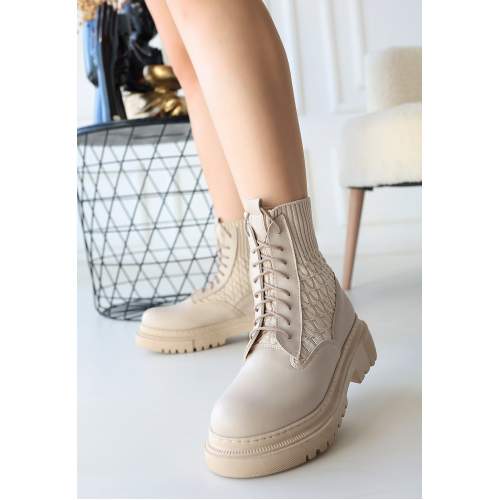 Bej Cilt Bağcıklı Bot