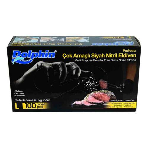 Pudrasız Siyah Nitril Eldiven Büyük Boy (L) 100 Lü Paket Pudrasız Siyah Nitril Eldiven Büyük Boy (L) 100 Lü Paket