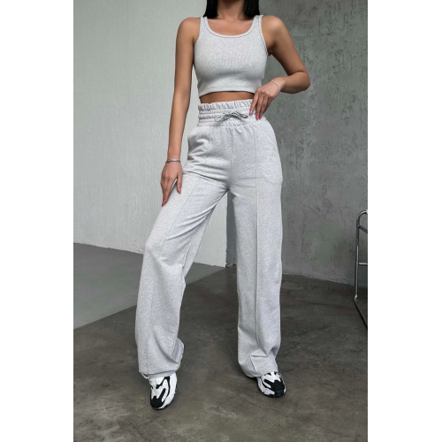 Şık Ve Rahat Yüksek Bel Bol Paça Gri Eşofman Altı Şık Ve Rahat Yüksek Bel Bol Paça Gri Eşofman Altı