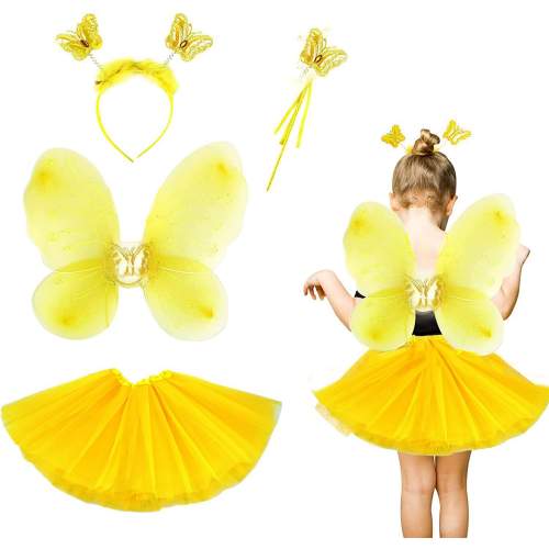 Sarı Kelebek Kostümü Çocuk - Sarı Kelebek Kostüm Aksesuar Seti 4 Parça Sarı Kelebek Kostümü Çocuk - Sarı Kelebek Kostüm Aksesuar Seti 4 Parça