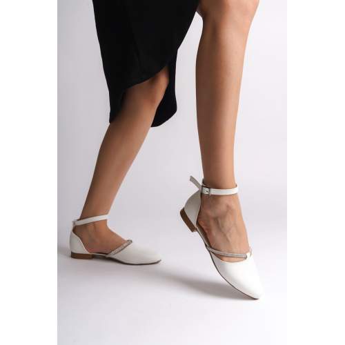 Lisinya948  Tokalı Ortopedik Rahat Taban Taş Detaylı Kadın Babet Ayakkabı KT Beyaz Lisinya948  Tokalı Ortopedik Rahat Taban Taş Detaylı Kadın Babet Ayakkabı KT Beyaz