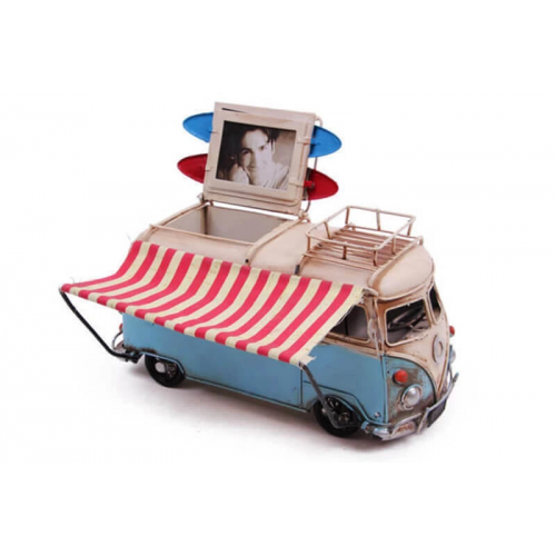 Vintage Tasarım Dekoratif Metal Minibüs Çerçeveli, Kalemlik Ve Tenteli Vintage Tasarım Dekoratif Metal Minibüs Çerçeveli, Kalemlik Ve Tenteli