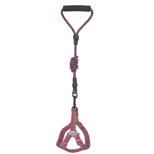Köpek Göğüs Tasma Seti Dalga Desenli 2 cm*40-58 cm Mor-Pembe Köpek Göğüs Tasma Seti Dalga Desenli 2 cm*40-58 cm Mor-Pembe